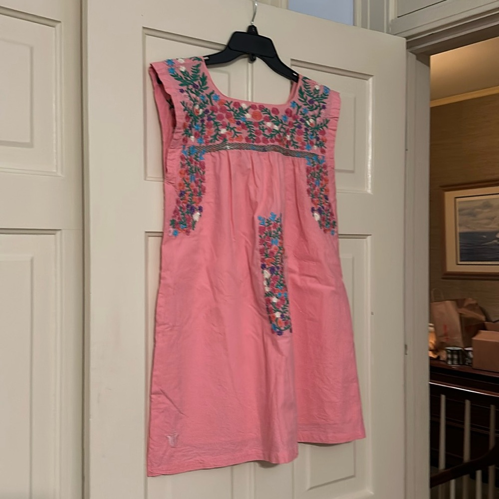 Floral Embroidered Pink Mini Dress